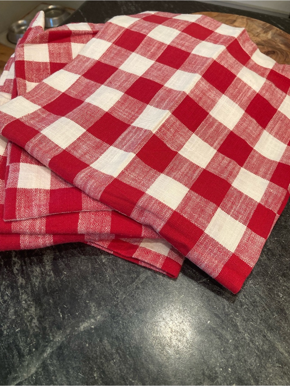 Pottery Barn Baxter Gingham Cotton Napkins Set 5 Red White Picnic - Picture 6 of 10
